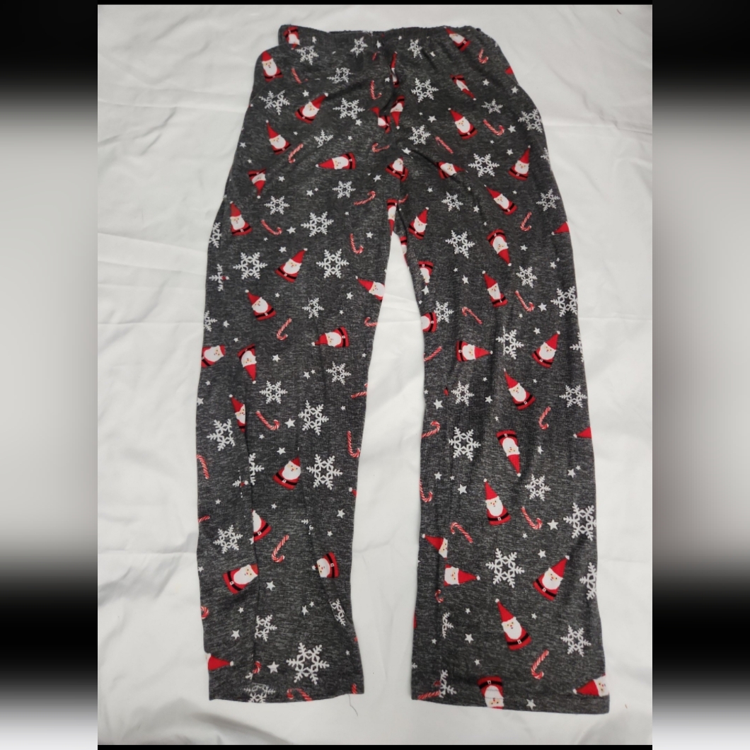 Sonoma Women's Size Medium Gray Santa Christmas Pajama Bottoms #G9